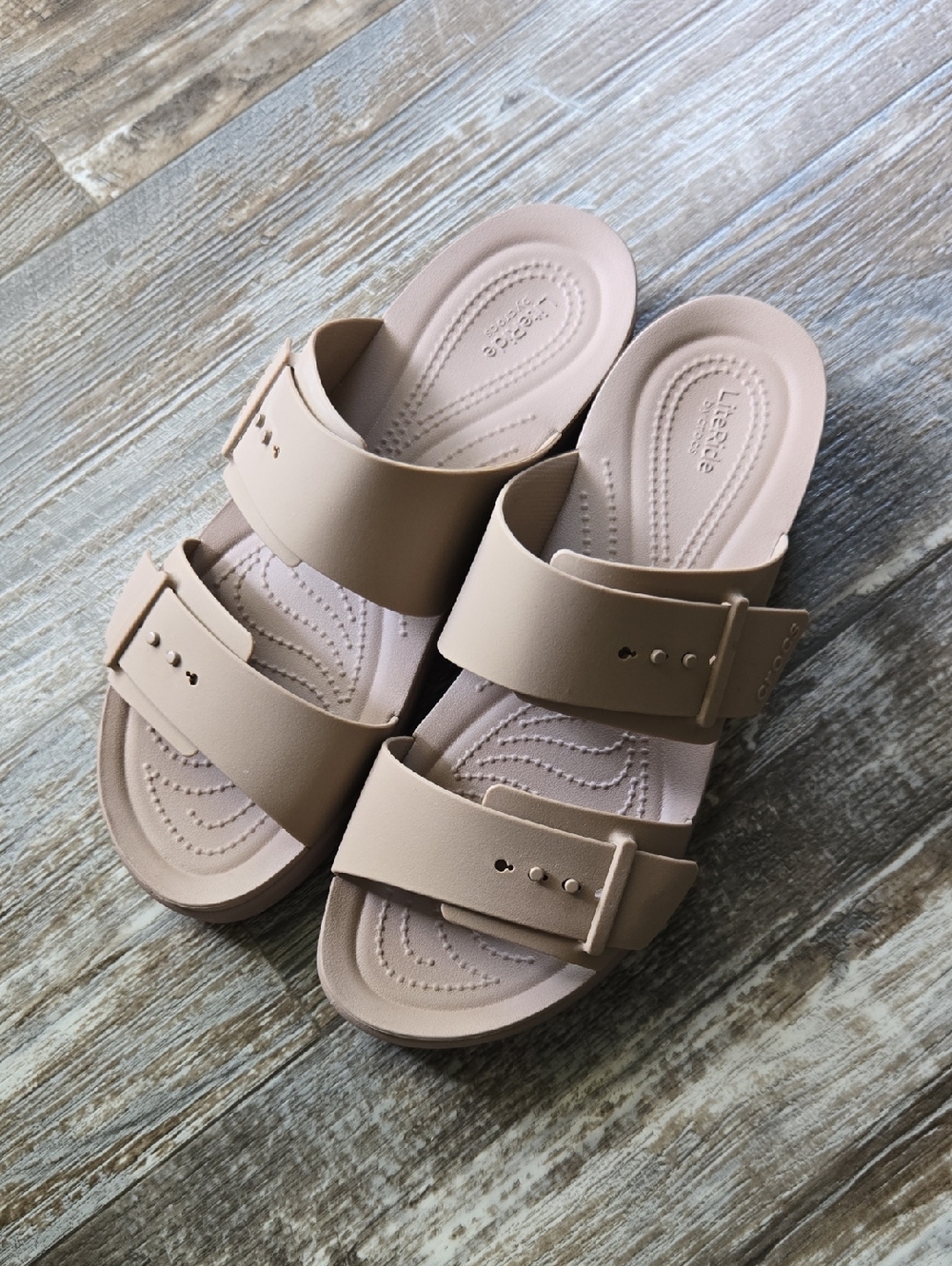 LiteRide By CROCS Neutral Double-Strap Slide Sandals - Beige